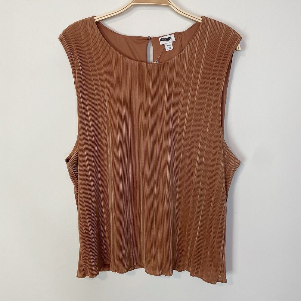 J. Crew Factory Plissé Shell Top Warm Brown Tan XXL CC215 Holiday‎ Office Work